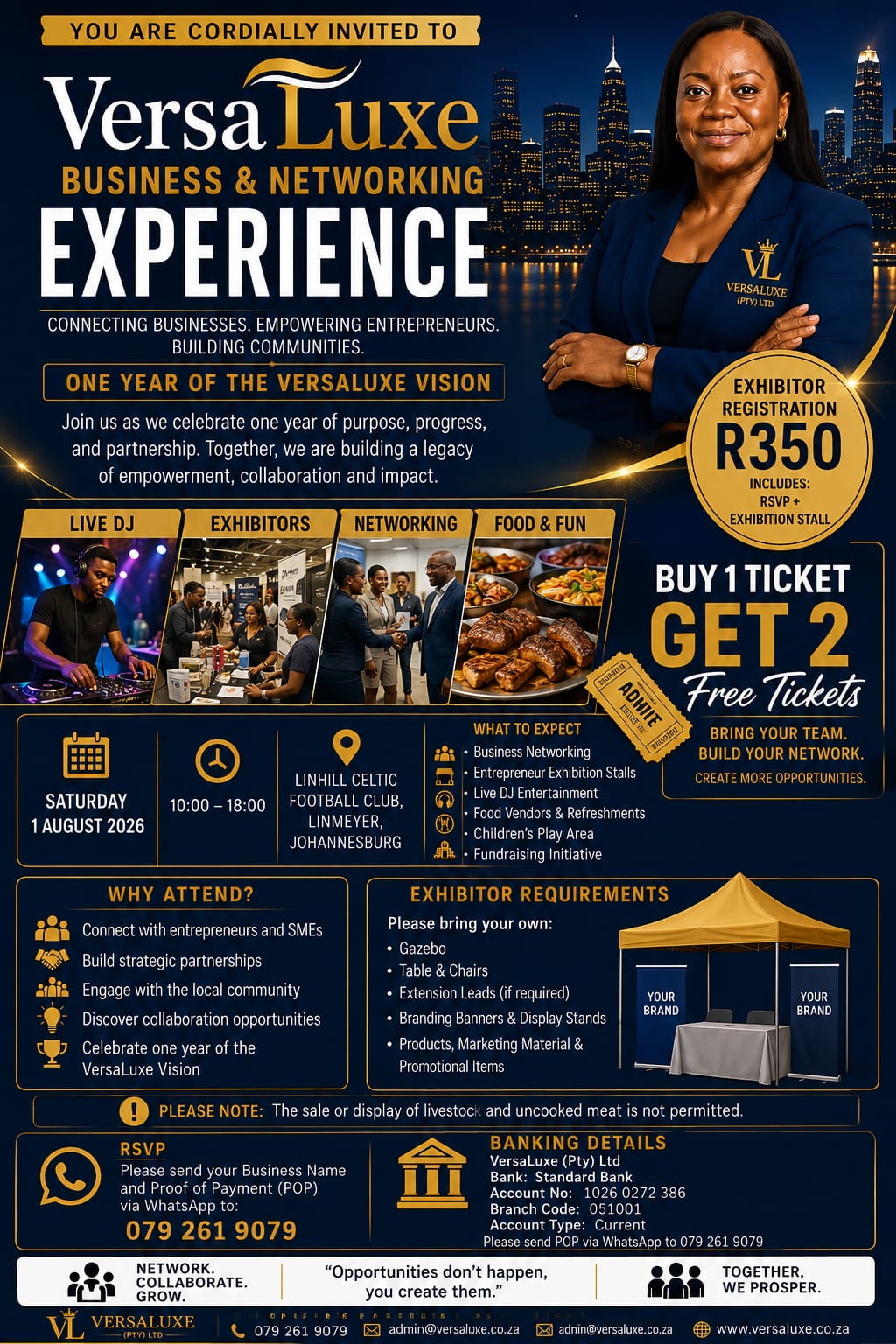 VersaLuxe Business & Networking Experience — invitation flyer