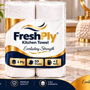 2 Ply (50 sheets) Kitchen Towel Standard Roll 12 pack